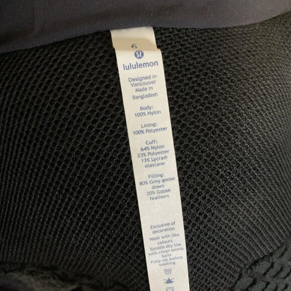 Lululemon Black Down Puffer Jacket – Size 6 (Women’s) - Picture 4 of 6